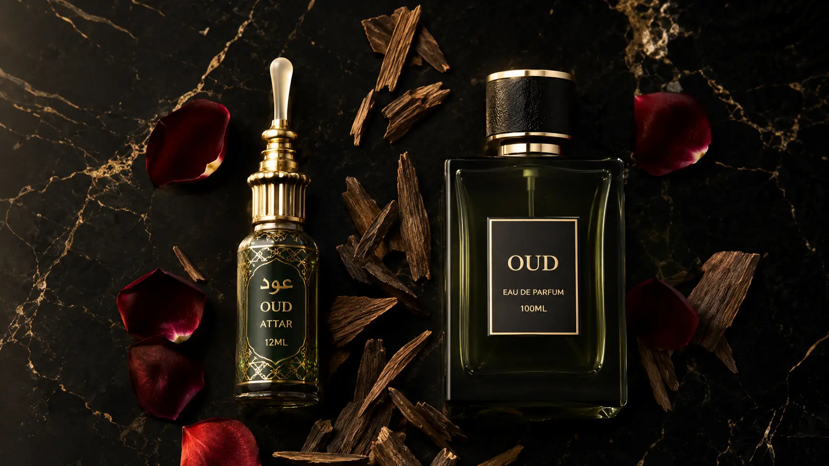 Attar vs Perfume โ Which is Better for Pakistan? | Attar Makki Attar oil bottle next to spray perfume bottle โ comparing attar vs perfume in Pakistan โ Attar Makki Karachi